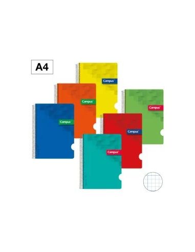 Bloc Espiral Campus A4 Tapa Plástico 80 Hojas 90g Milimetrado Modelo 46