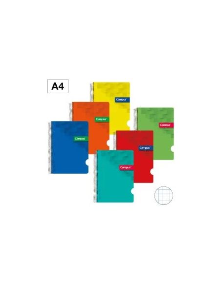 Bloc Espiral Campus A4 Tapa Plástico 80 Hojas 90g Milimetrado Modelo 46